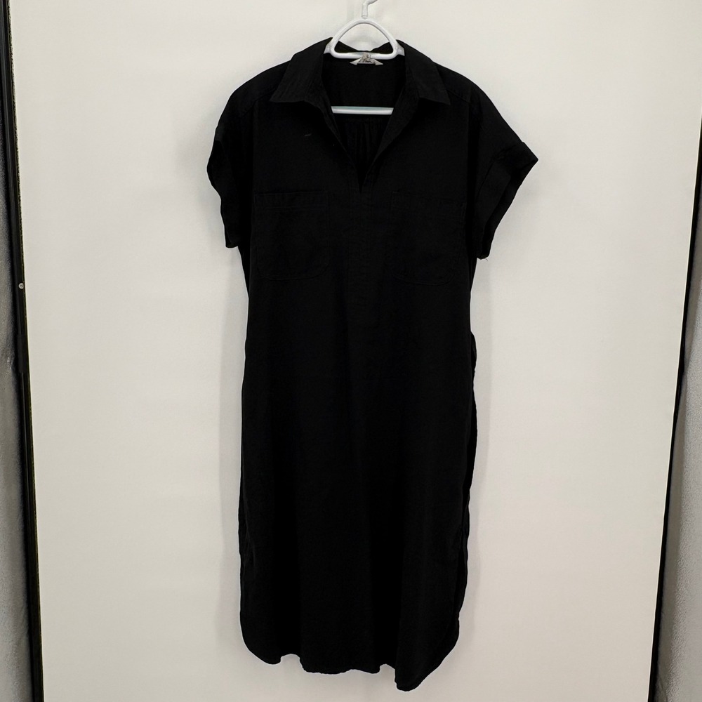 Max Studio London Womens Black Short Sleeve Belted Midi Shirt Dress 3904M68 M‎